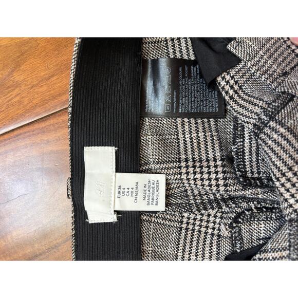 H&M Brown Plaid Ankle Pants - Size 4 (EU 36) - Tapered Fit - Picture 2 of 3